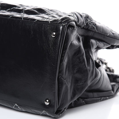 Chanel Glazed Goatskin Double Contrast Stitch Large Tote Black 10 of 14