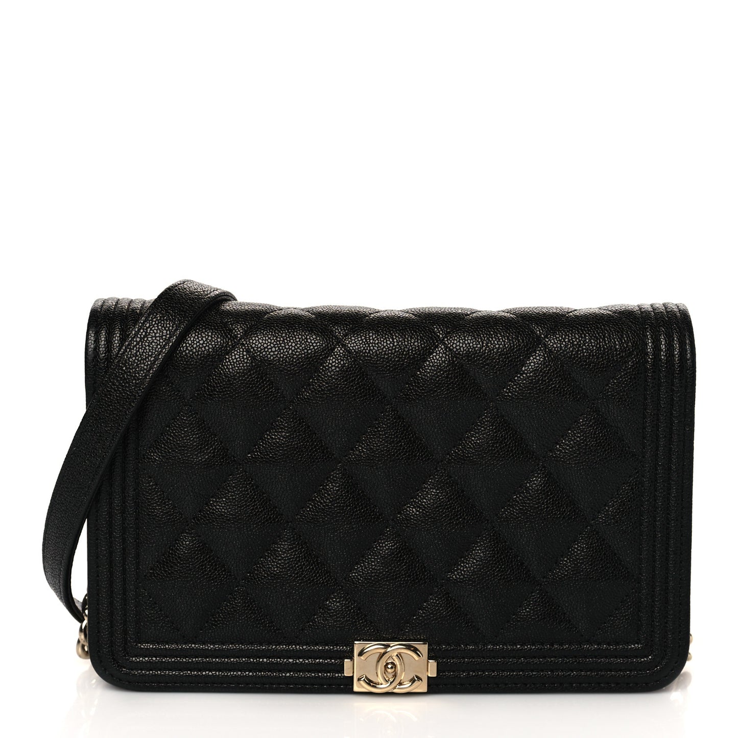 Caviar Quilted Boy Wallet On Chain WOC Black