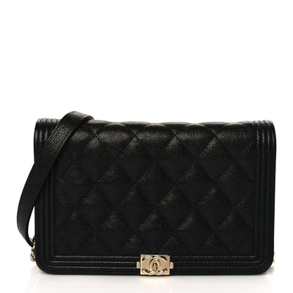 Chanel Caviar Quilted Boy Wallet On Chain WOC Black 1 of 11