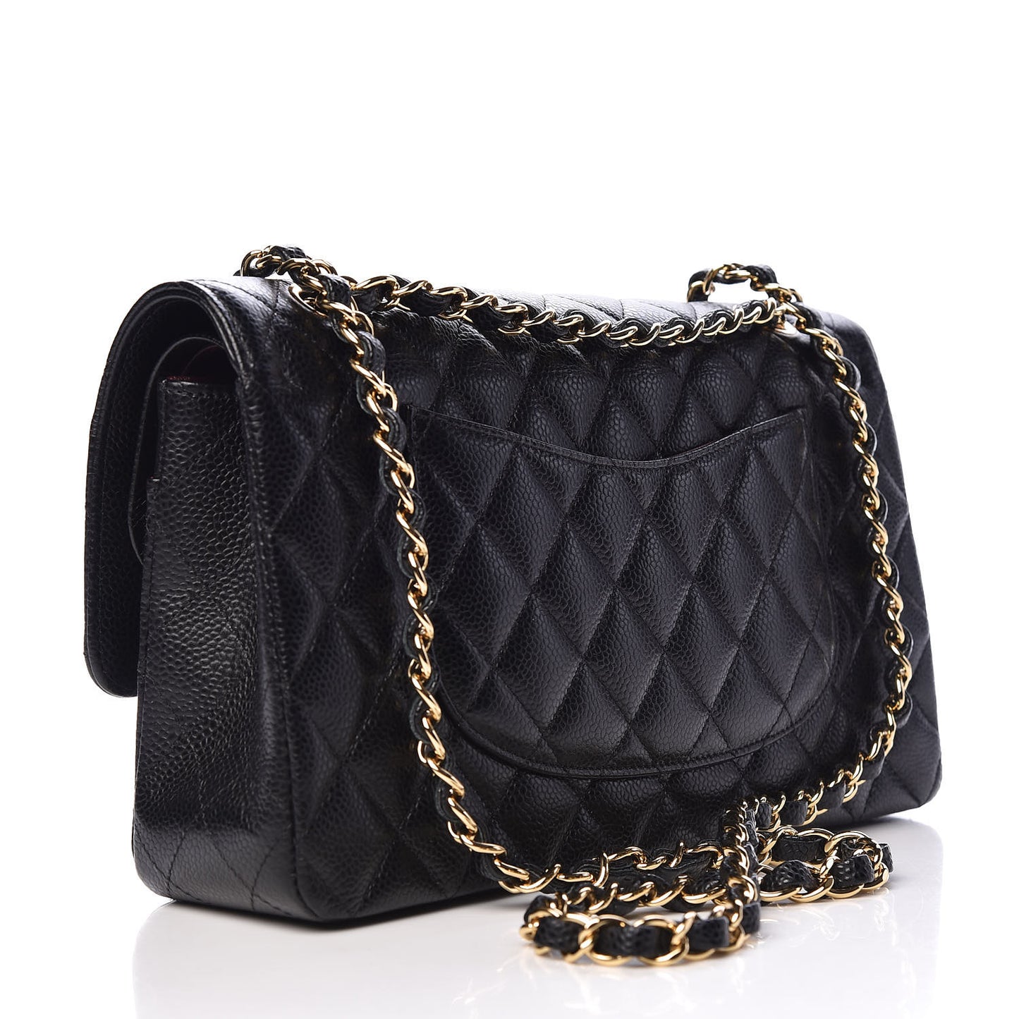 Caviar Quilted Medium Double Flap Black