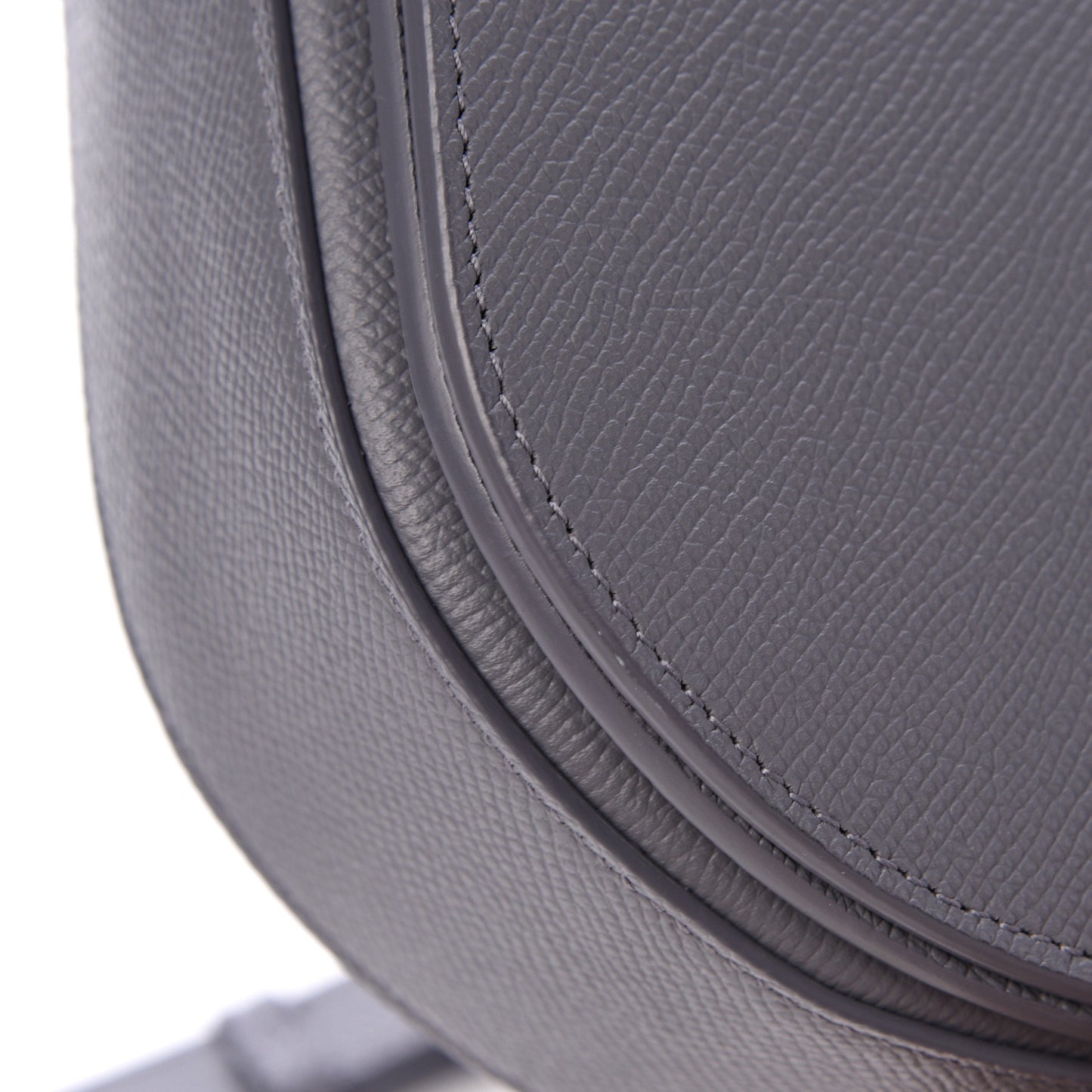 Signature Grained Calfskin Logo S Ville Day Bag Gris Perle Fonce White
