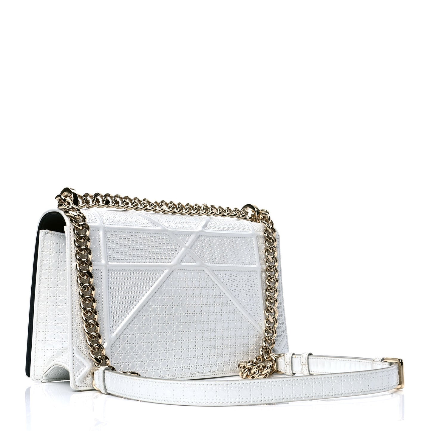 Patent Micro-Cannage Medium Diorama Flap Bag White