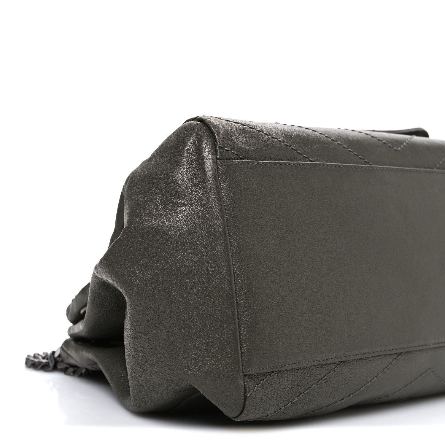 Saint Laurent Vintage Lambskin Chevron Monogram Medium Nolita Military Olive 9 of 10
