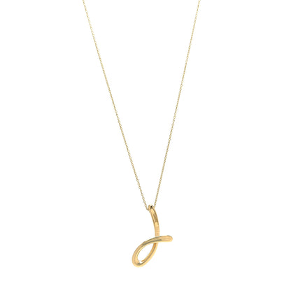 Tiffany 18K Yellow Gold Elsa Peretti Letter J Pendant Necklace 1 of 5