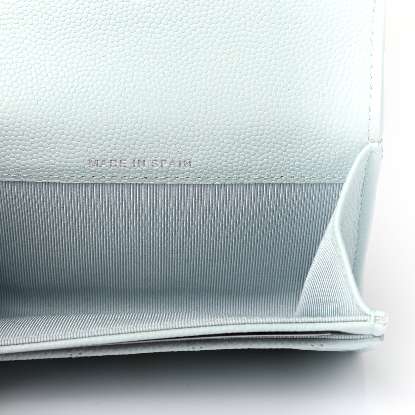 Caviar Quilted Flap Card Holder Wallet Light Blue