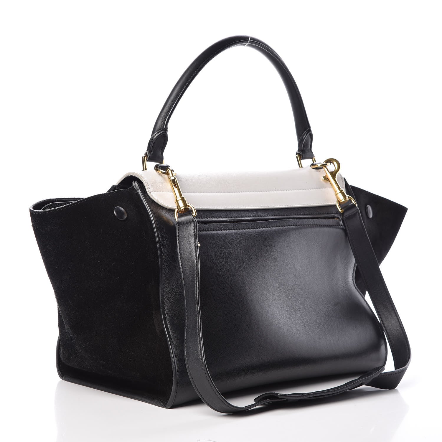 Celine Smooth Calfskin Suede Medium Bi-Color Trapeze Black 4 of 21