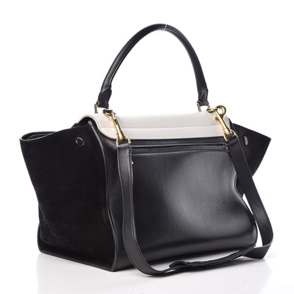Celine Smooth Calfskin Suede Medium Bi-Color Trapeze Black 4 of 21