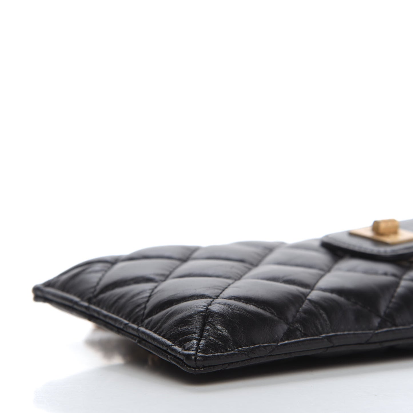 Aged Calfskin Quilted 2.55 Reissue Phone Holder With Chain Black