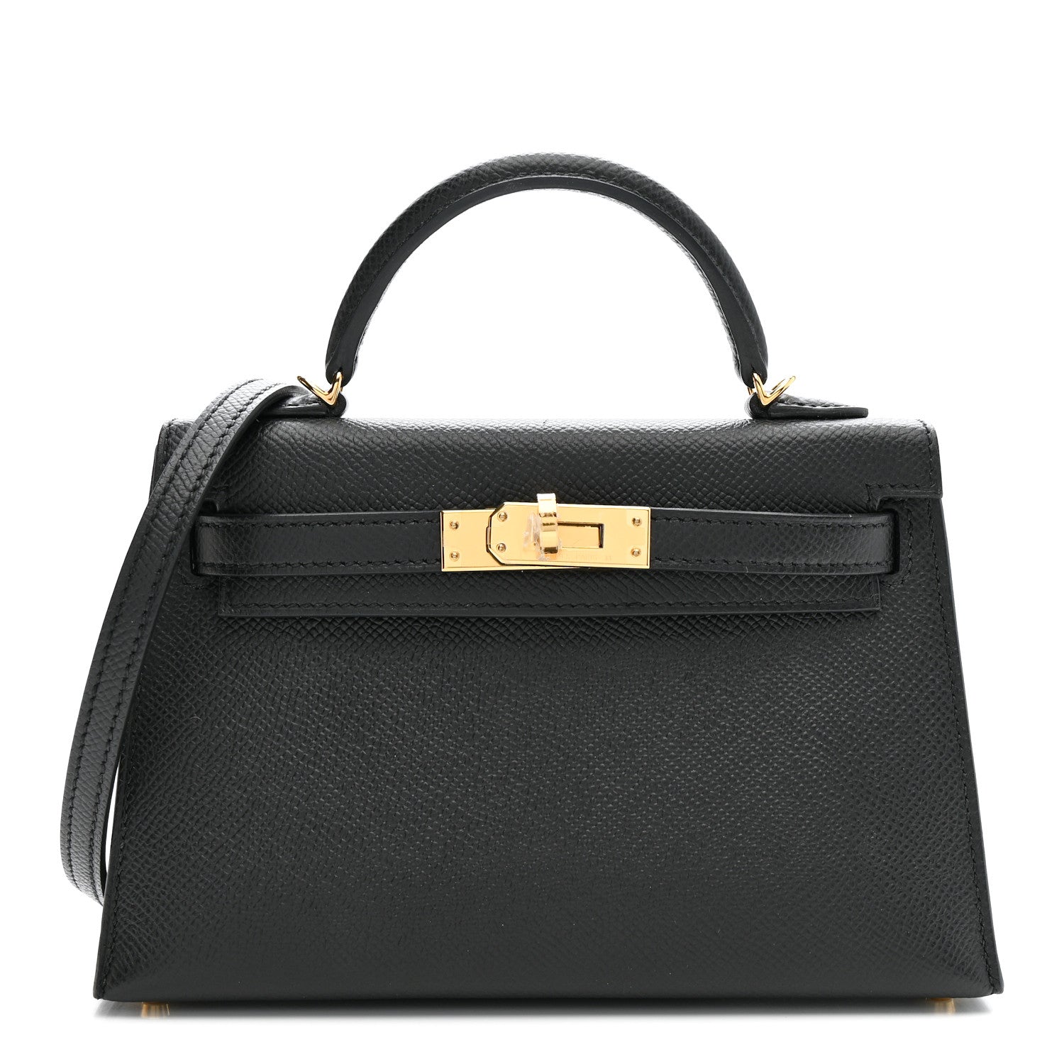 Hermes Epsom Horseshoe Mini Kelly Sellier 20 Black Gold 1 of 12