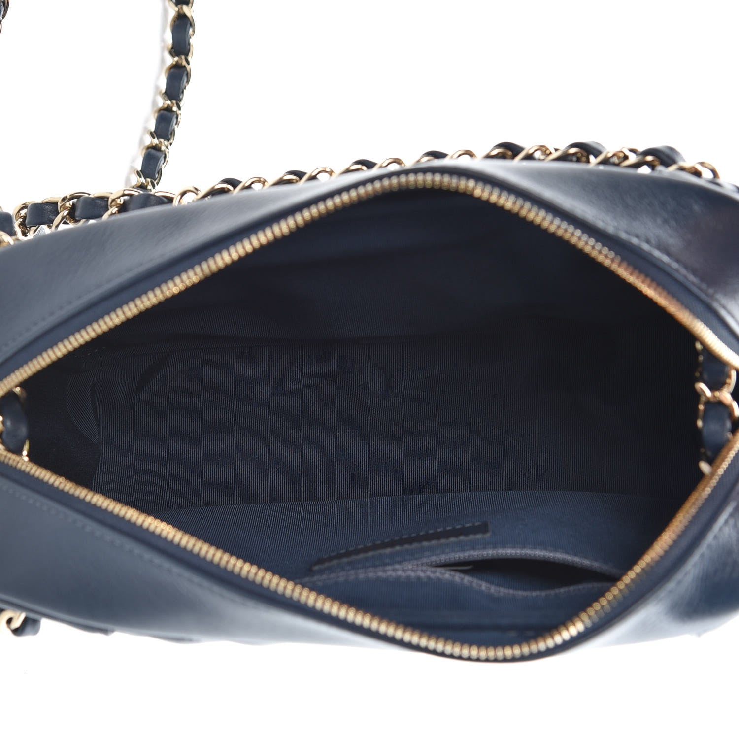 Chanel Calfskin Quilted Daily Chevron Camera Case Navy Blue 5 of 8