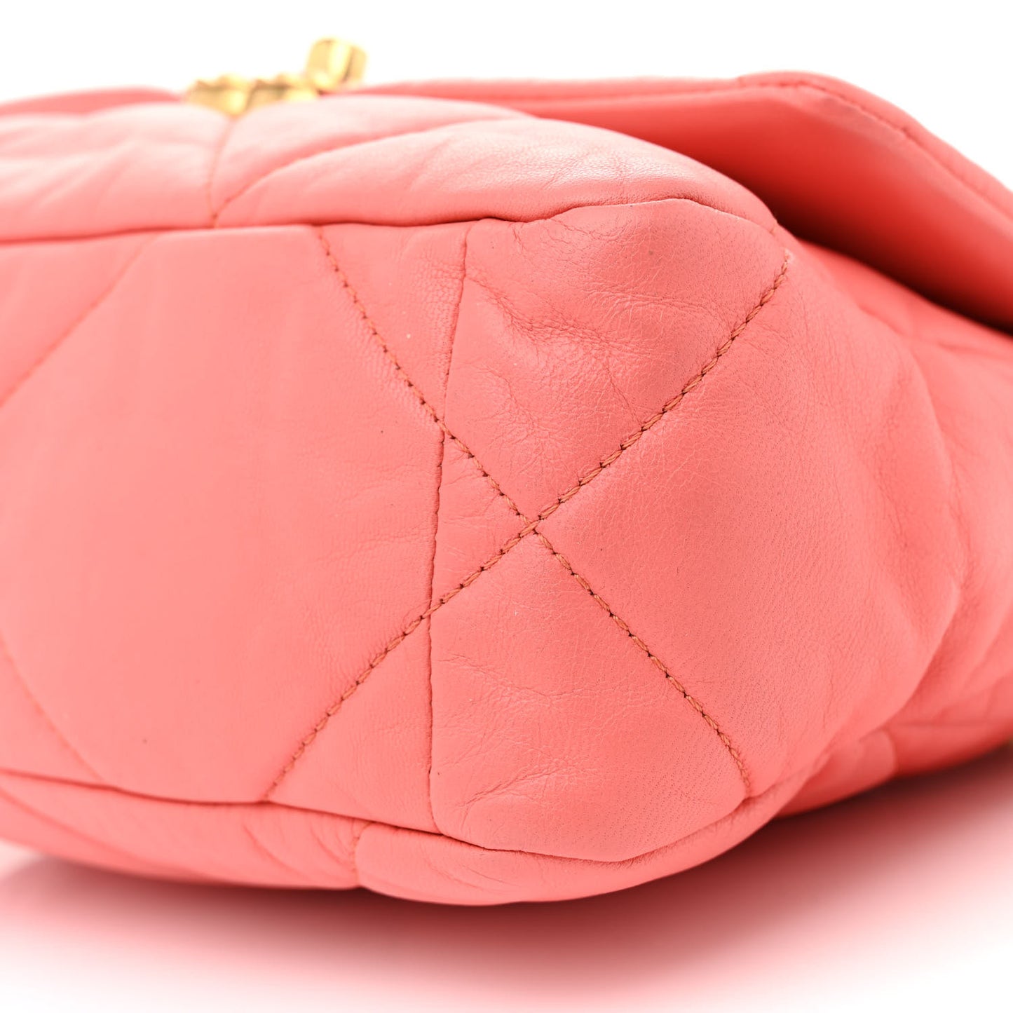 Goatskin Quilted Medium Chanel 19 Flap Coral