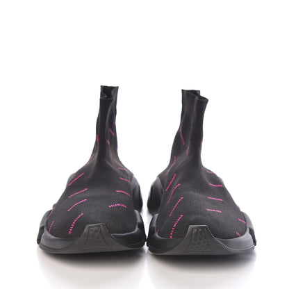 Balenciaga Neoprene Knit Allover Logo Womens Speed Sneakers 39 Black Fuchsia 2 of 8