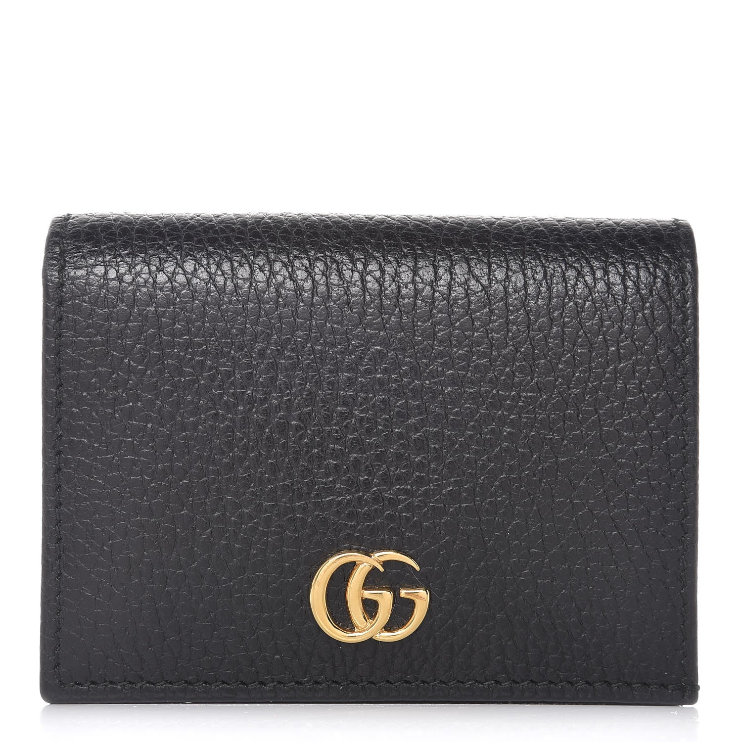 Gucci Pebbled Calfskin GG Marmont Card Case Black 1 of 8