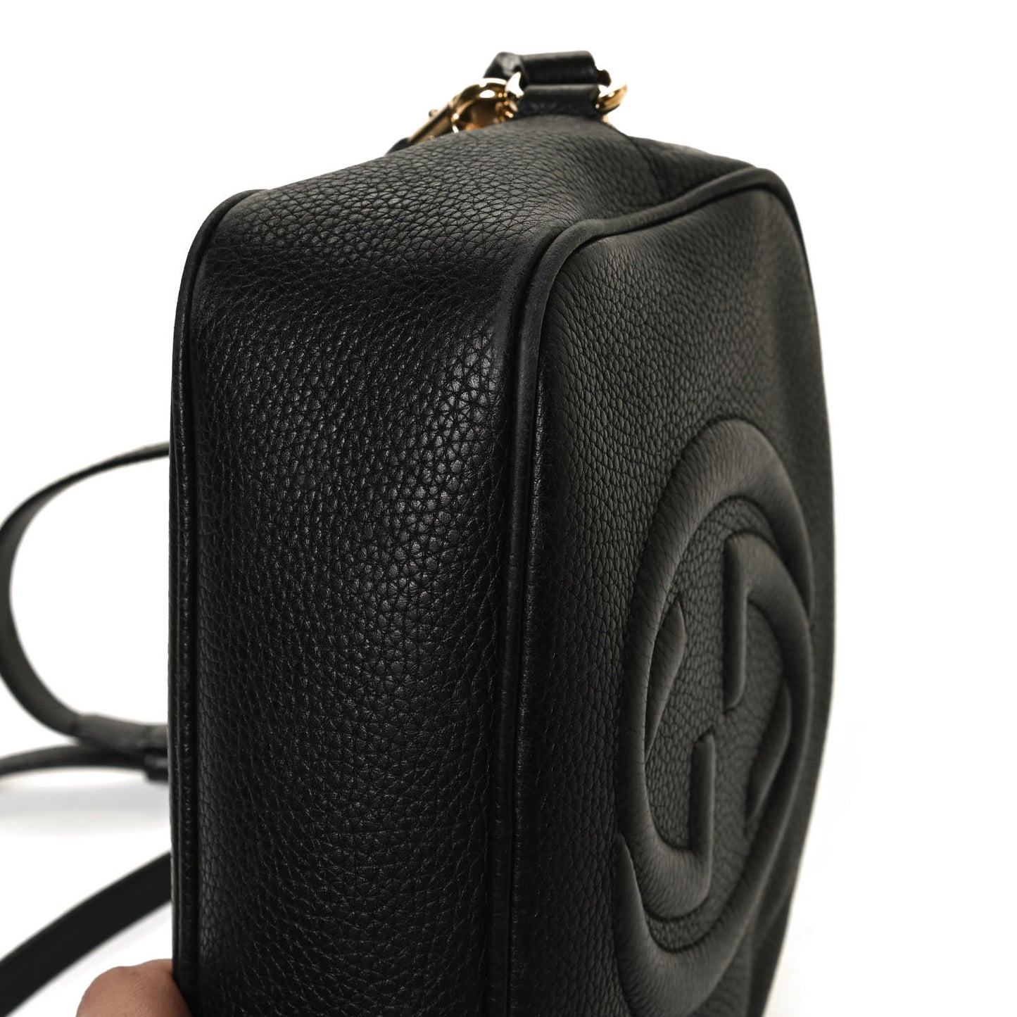 Pebbled Calfskin Small Soho Disco Bag Black