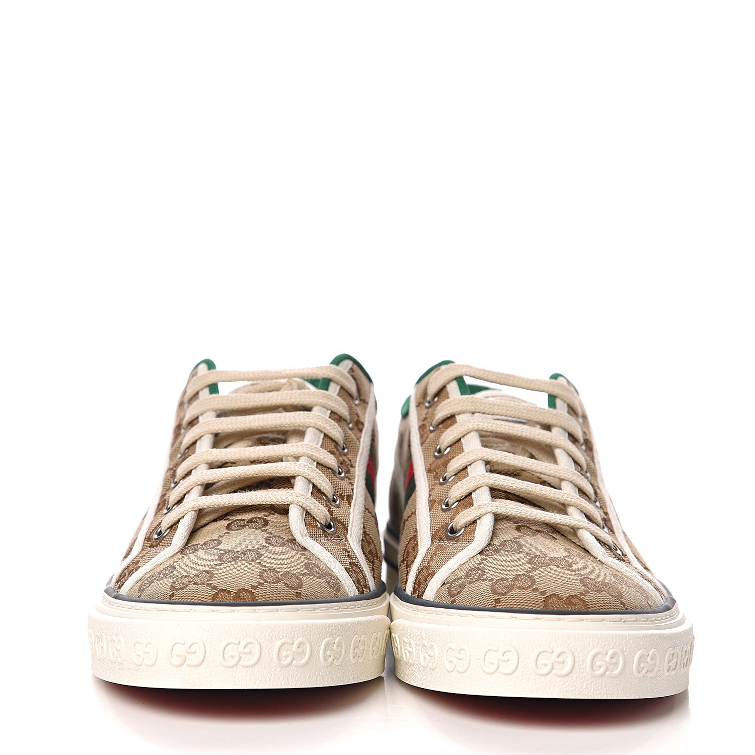 Gucci GG Monogram Web Mens 1977 Tennis Sneakers 10 Beige Ebony Mystic White 4 of 9