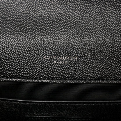 Saint Laurent Grain De Poudre Textured Mixed Matelasse Triquilt Medium Monogram Monochrome Satchel Black 6 of 11