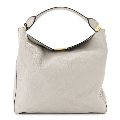 Burberry Heritage Grain Check Embossed Medium Lindburn Hobo Stone White 1 of 14