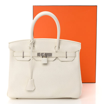 Hermes Taurillon Clemence Birkin 30 White 18 of 18