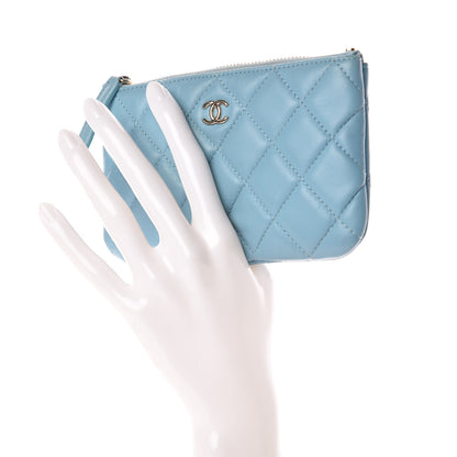Chanel Lambskin Quilted Small Cosmetic Case Blue 2 of 9
