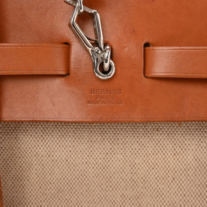 Hermes Toile Vache Calfskin Herbag 30 PM Backpack Natural 7 of 13