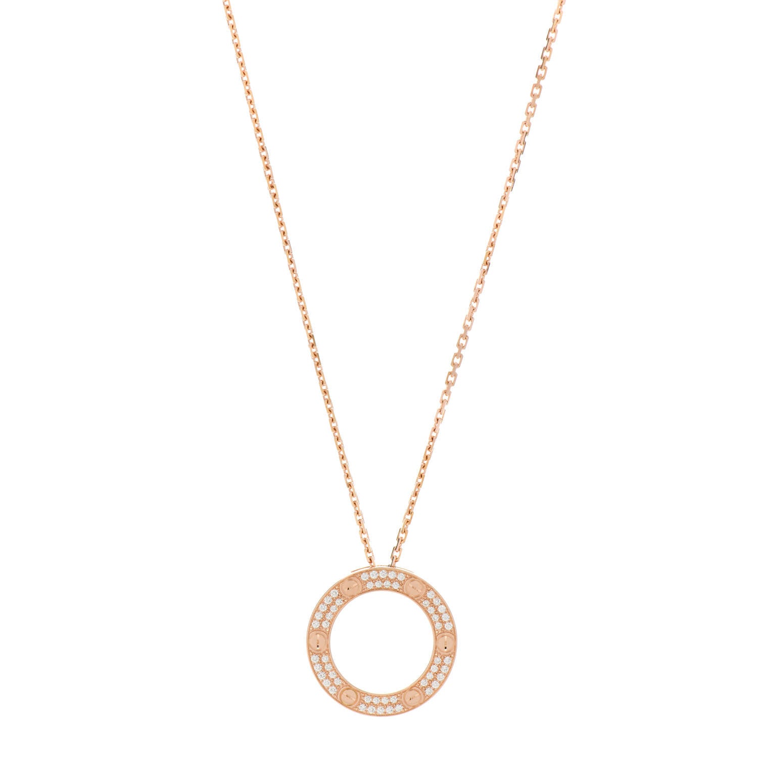 Cartier 18K Pink Gold Diamond LOVE Paved Necklace 1 of 4