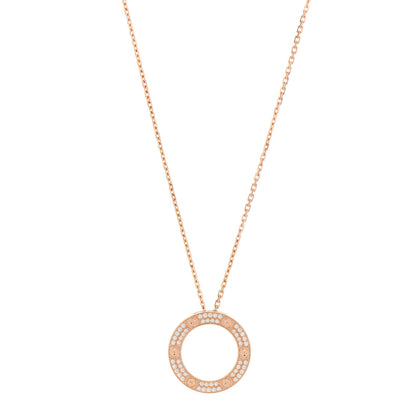 Cartier 18K Pink Gold Diamond LOVE Paved Necklace 1 of 4