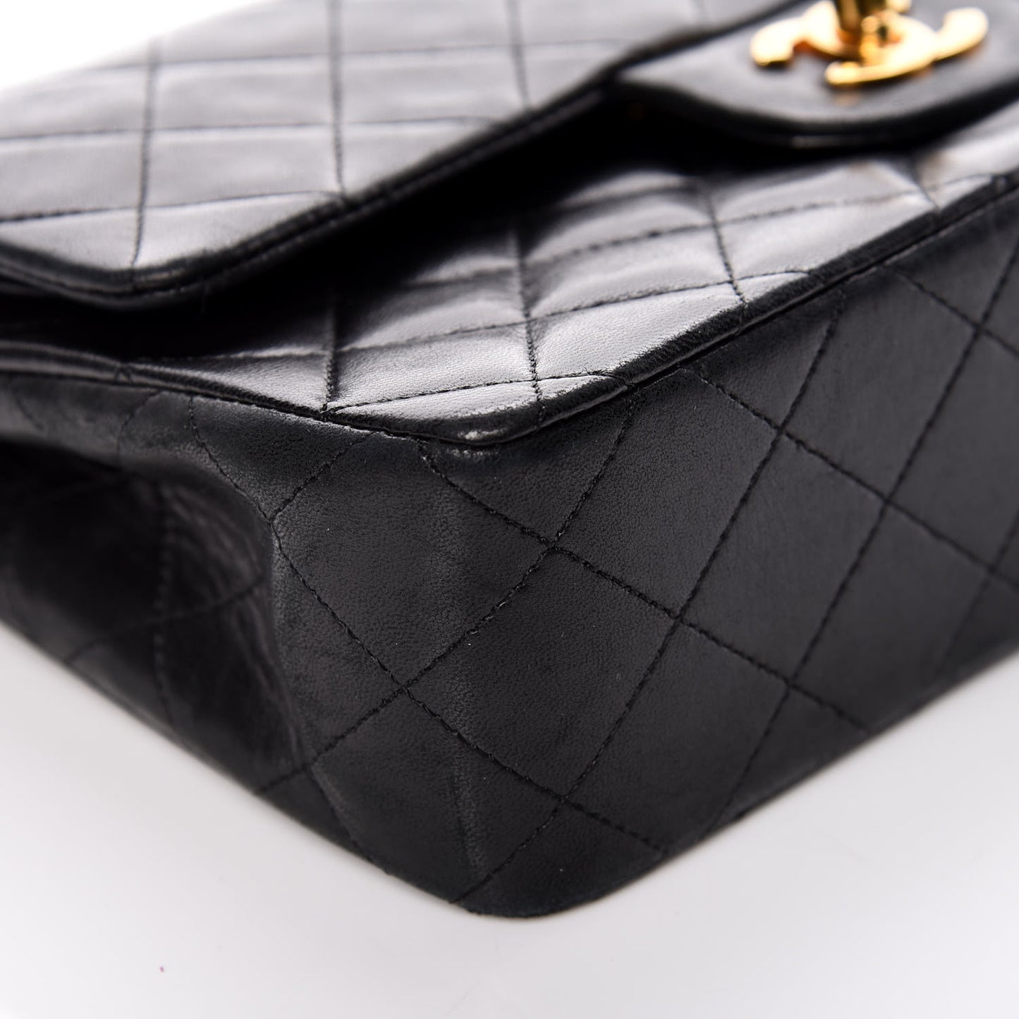 Lambskin Quilted Small Double Flap Black