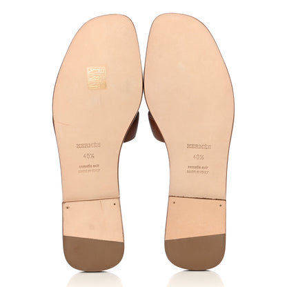 Hermes Box Calfskin Oran Sandals 40.5 Gold 8 of 15