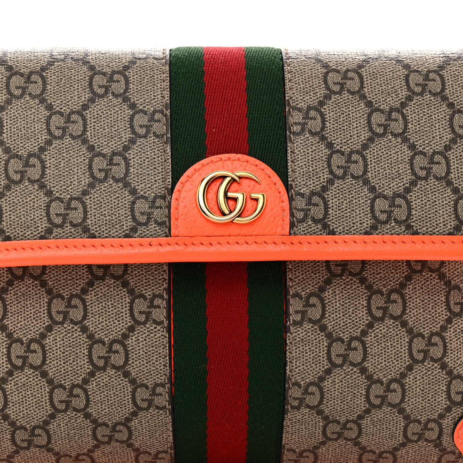 Gucci GG Supreme Monogram Web Small Ophidia Belt Bag Beige Ebony Orange Fluo 8 of 10