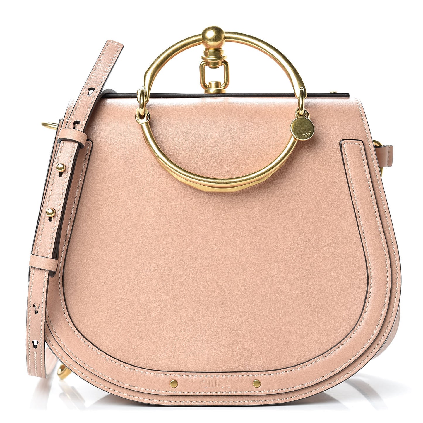 Calfskin Suede Medium Nile Bracelet Bag Biscotti Beige