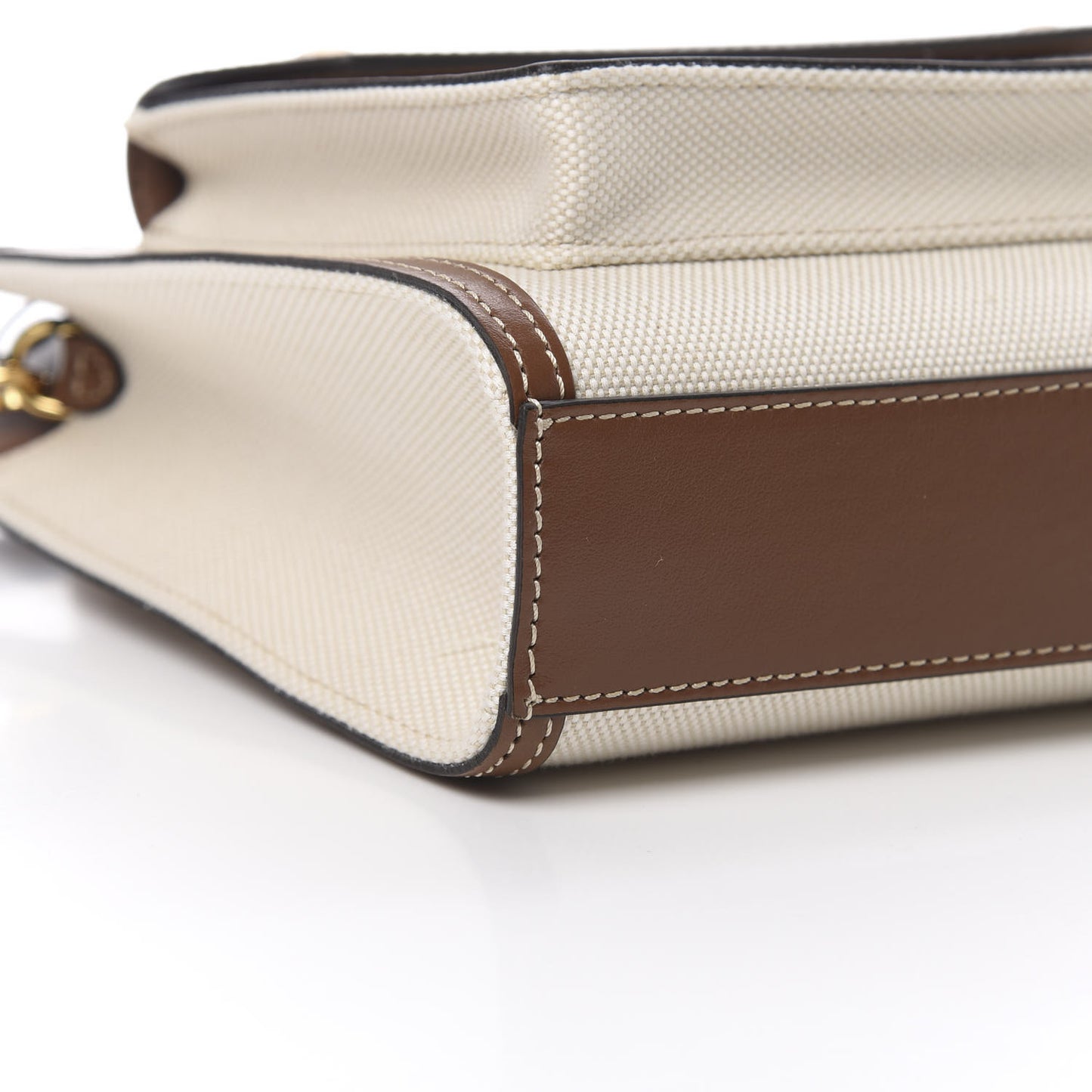 Canvas Smooth Calfskin Two Tone Mini Pocket Bag Natural Malt Brown