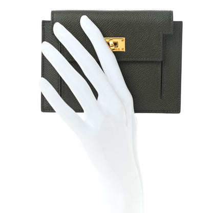 Hermes Epsom Kelly Pocket Compact Wallet Vert De Gris 2 of 8