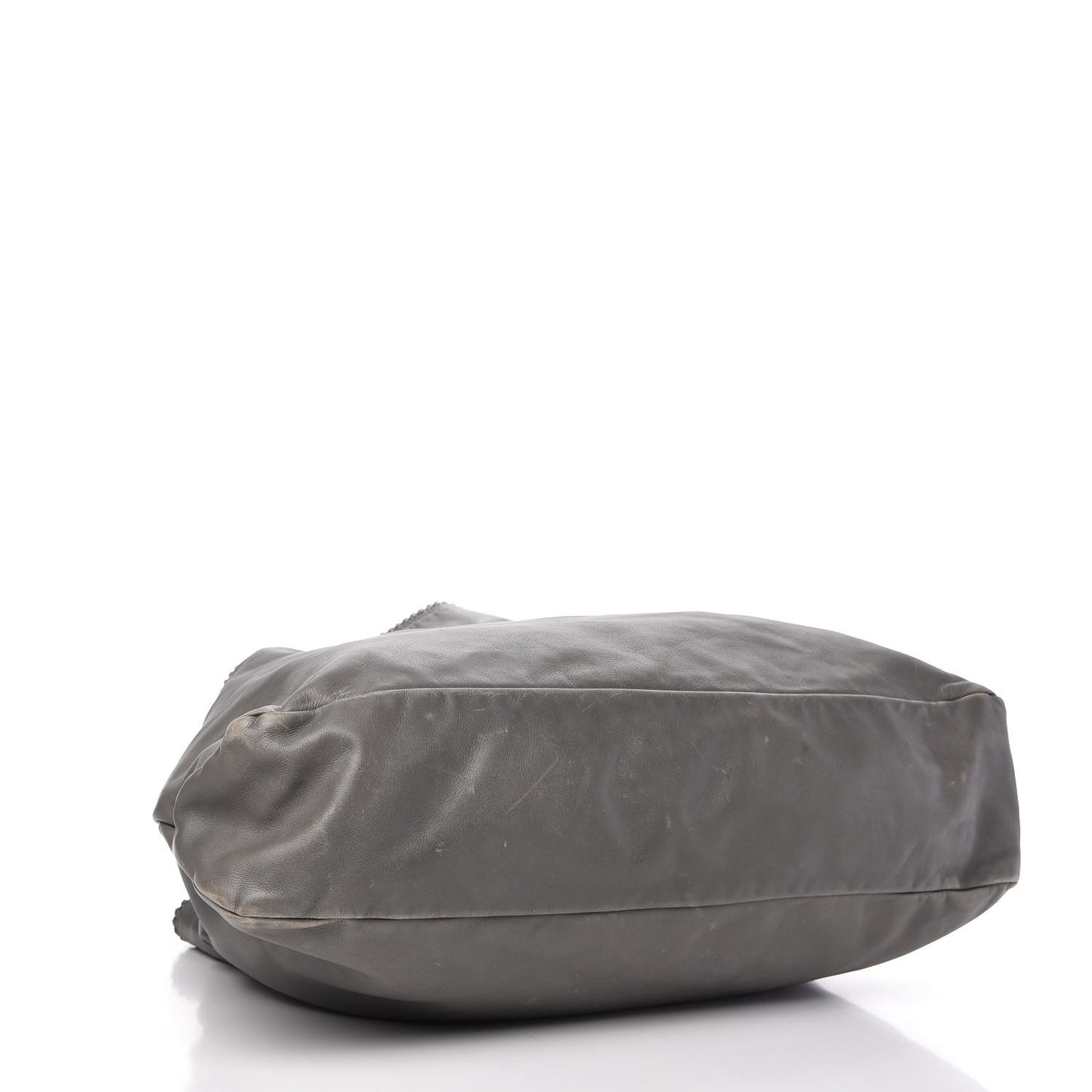 Calfskin Large Horsebit Chain Hobo Grey