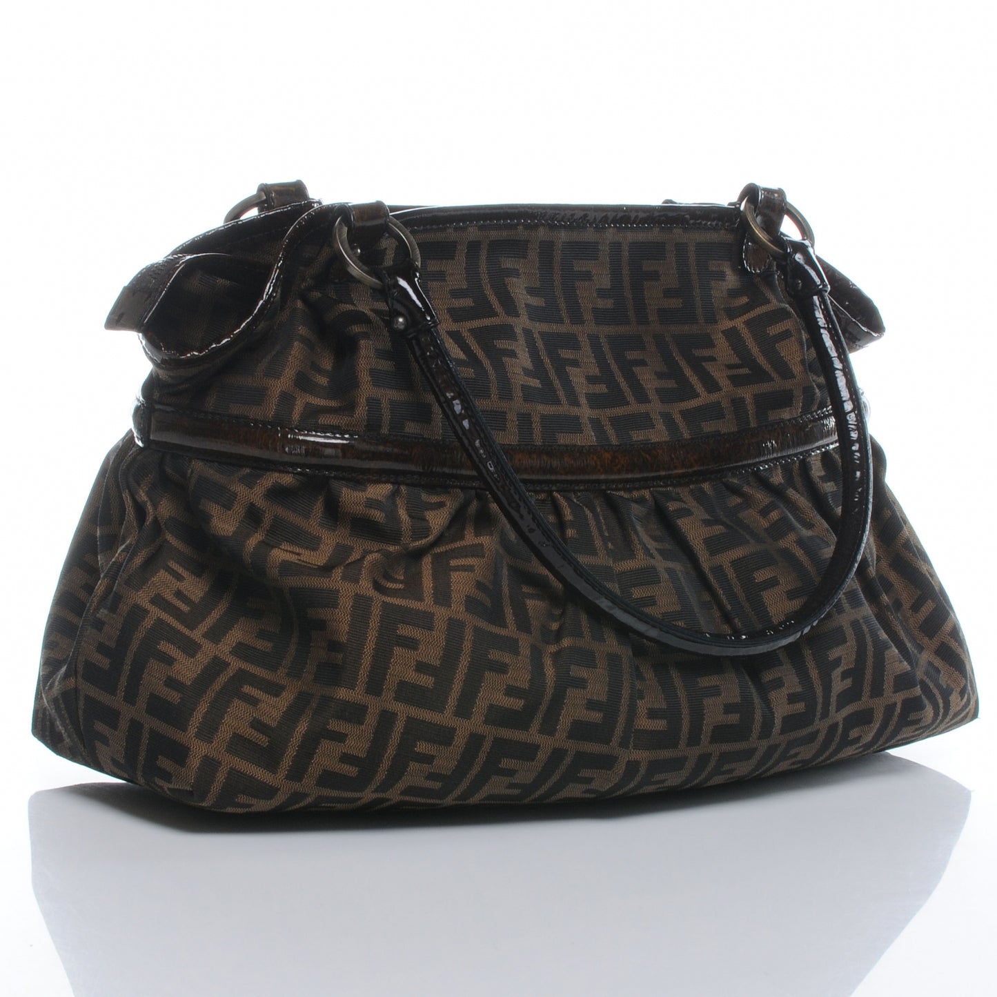Zucca Patent Large Chef Shopper Tote Tobacco