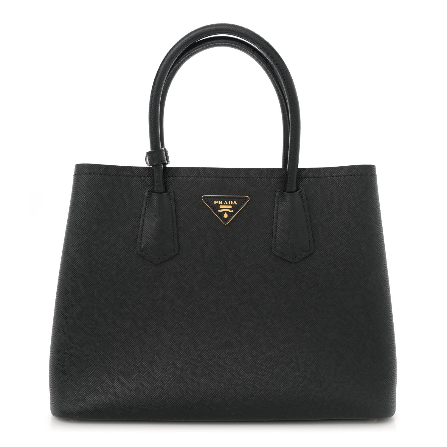 Prada Saffiano Cuir Medium Double Bag Black Mughetto 1 of 13