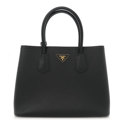 Prada Saffiano Cuir Medium Double Bag Black Mughetto 1 of 13