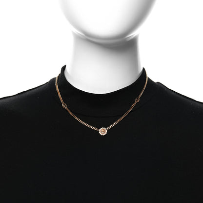 Gucci Crystal Pearl Double G Marmont Flower Necklace Rose Gold 2 of 5