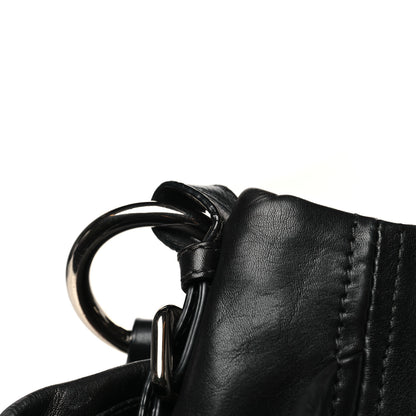 Prada Soft Calf Pleated Hobo Black 4 of 12