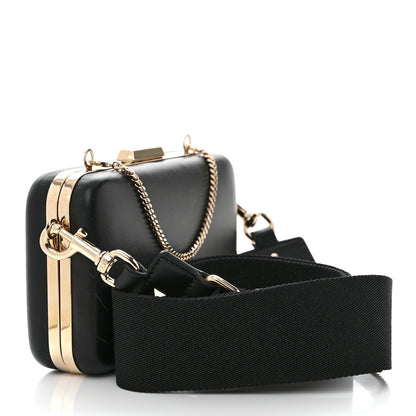 Valentino Garavani Calfskin VLTN Minaudiere Chain Clutch Black 3 of 11