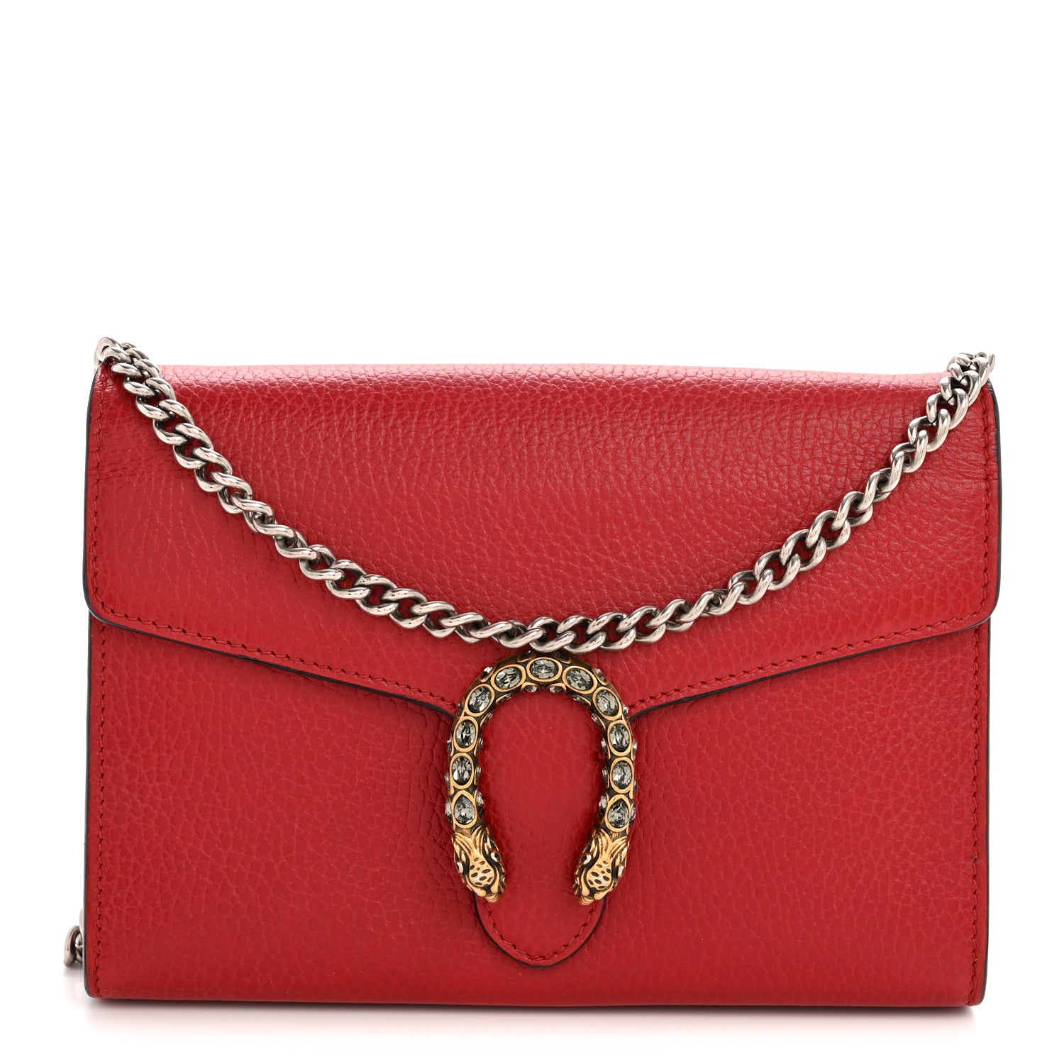 Gucci Calfskin Mini Dionysus Chain Wallet Hibiscus Red 1 of 12