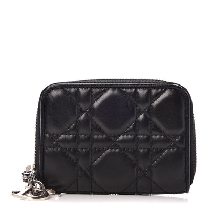 Christian Dior Lambskin Cannage Mini Lady Dior Zip Portemonnaie Black 1 of 9