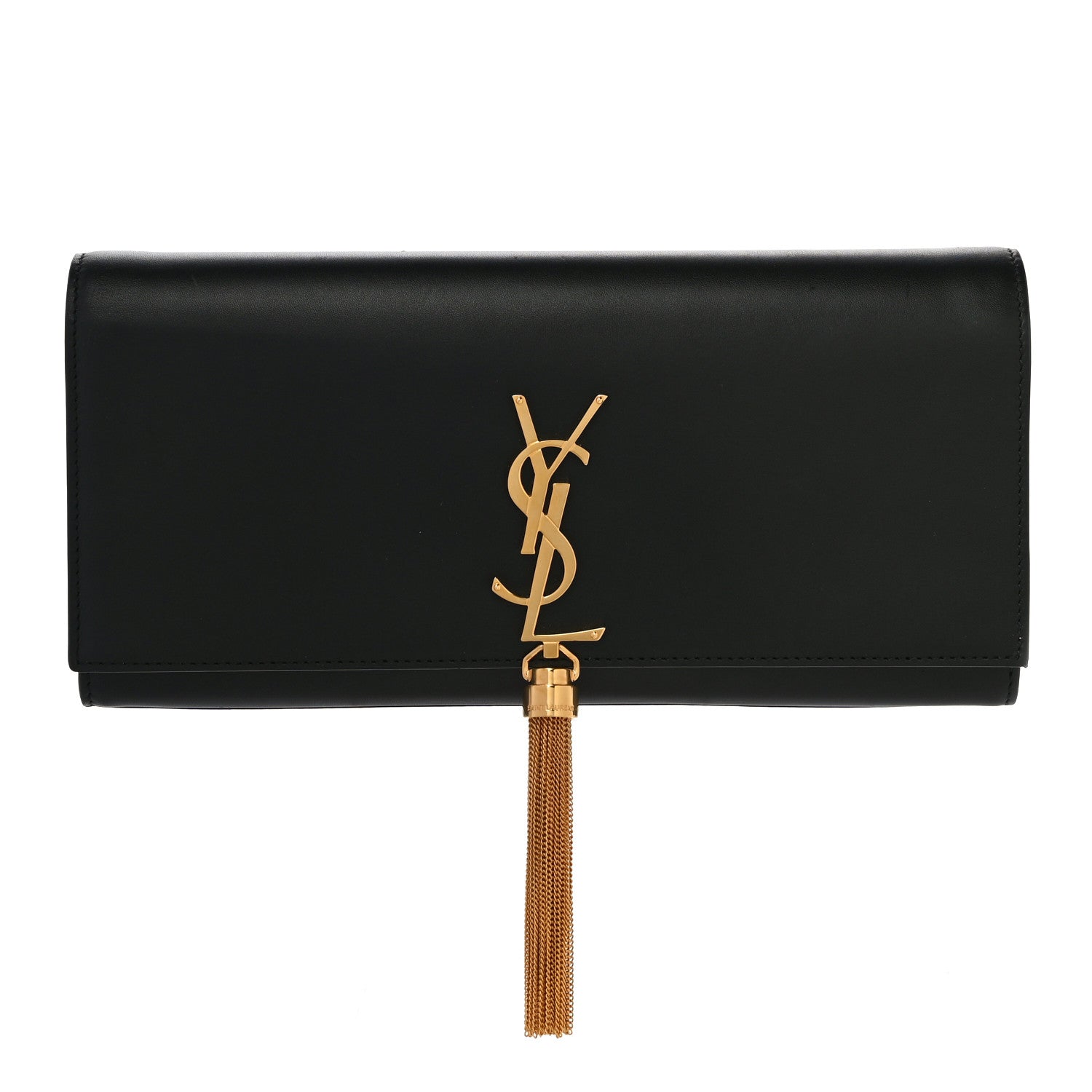 Saint Laurent Calfskin Classic Monogram Tassel Clutch Black 1 of 9