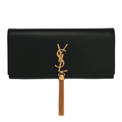 Saint Laurent Calfskin Classic Monogram Tassel Clutch Black 1 of 9