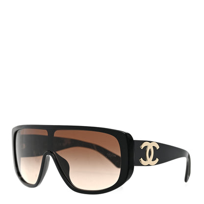 Chanel Acetate Shield Sunglasses 5495A Black 1 of 6