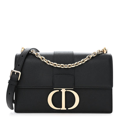 Christian Dior Grained Calfskin Embossed 30 Montaigne Chain Flap Bag Black 1 of 11