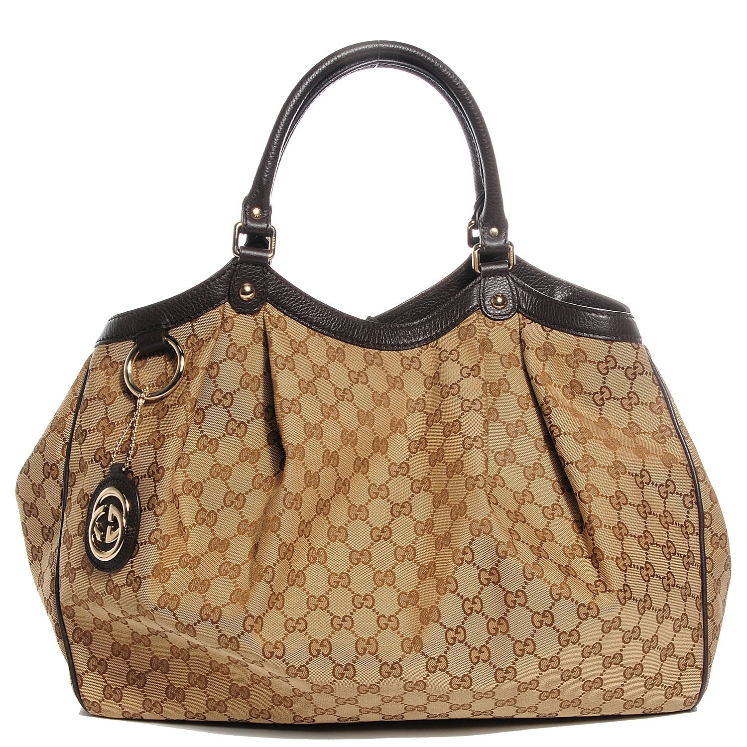 Gucci Monogram Dollar Calfskin Large Sukey Tote Beige Ebony Testa di Moro 1 of 9