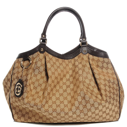 Gucci Monogram Dollar Calfskin Large Sukey Tote Beige Ebony Testa di Moro 1 of 9