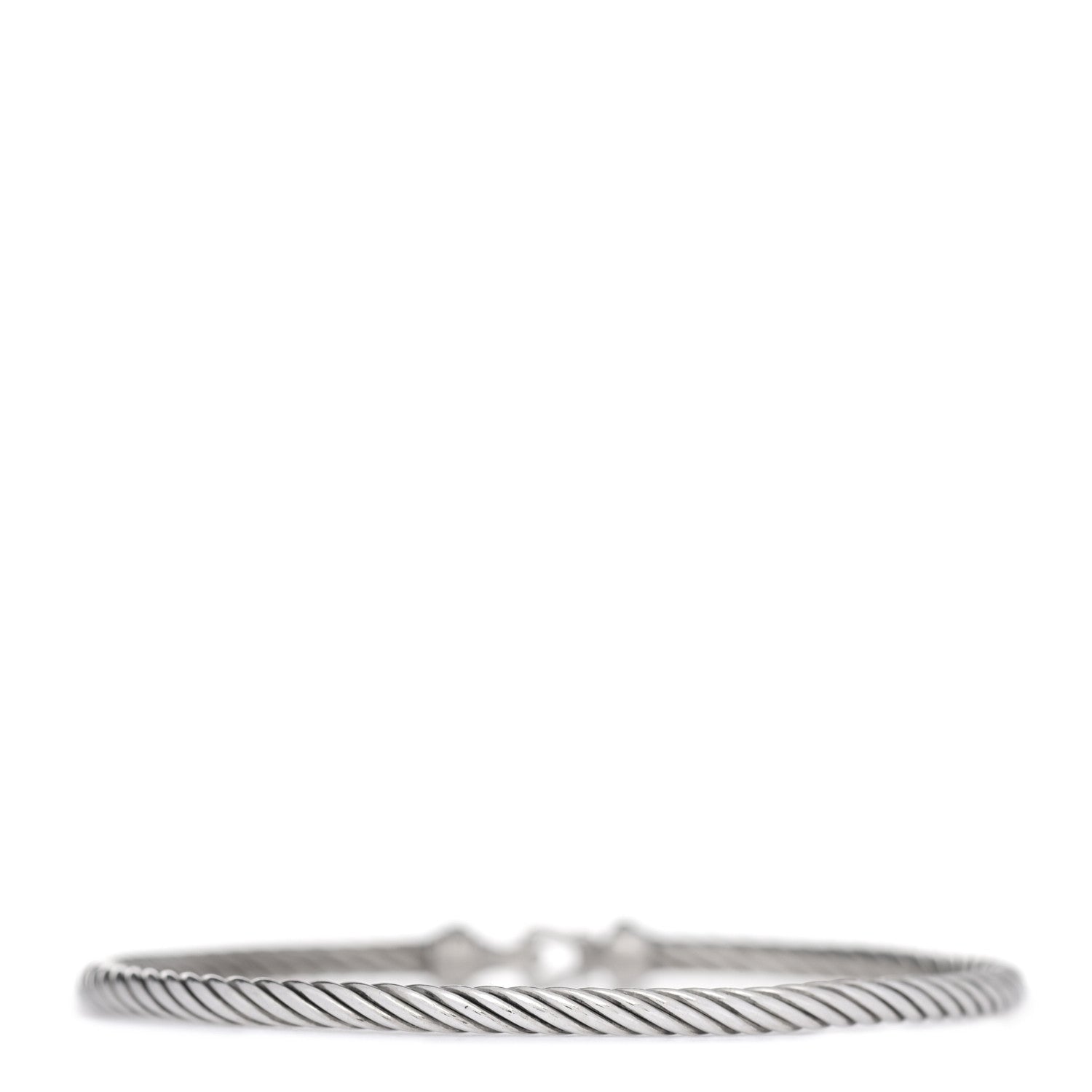 David Yurman Sterling Silver Diamond 3mm Cable Buckle Bracelet 3 of 5