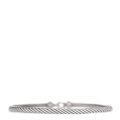 David Yurman Sterling Silver Diamond 3mm Cable Buckle Bracelet 3 of 5