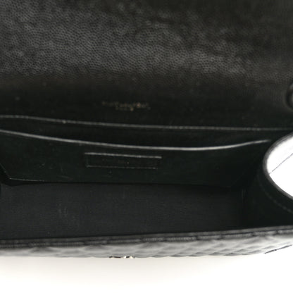 Saint Laurent Grain De Poudre Textured Mixed Matelasse Triquilt Medium Monogram Monochrome Satchel Black 5 of 9